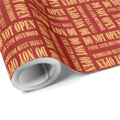 Papier Cadeau Red Gold Christmas Text-based Giftwrap (Coin rond)
