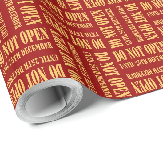 Papier Cadeau Red Gold Christmas Text-based Giftwrap (Coin rond)