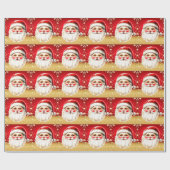 Papier Cadeau Red Gold Parties scintillant Retro Santa Claus Noë (Plat)