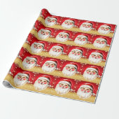 Papier Cadeau Red Gold Parties scintillant Retro Santa Claus Noë (Déroulé)