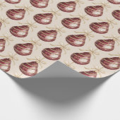 Papier Cadeau Red Gold Pears with Bows Christmas (Coin)