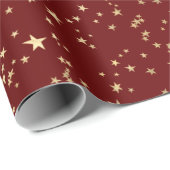 Papier Cadeau Red Gold Stars (Coin rond)