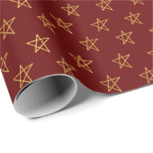 Papier Cadeau Red Gold Stars brillent (Coin rond)