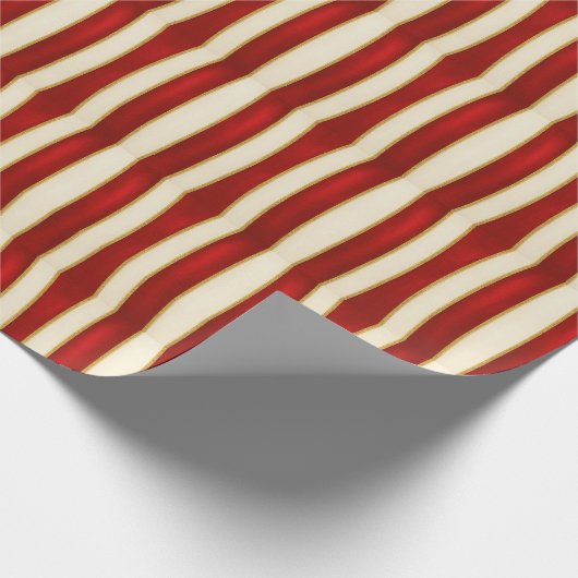 Papier Cadeau Red Gold Stripe Pattern – Modern Christmas (Coin)