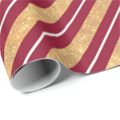 Papier Cadeau Red Gold Stripes (Coin rond)