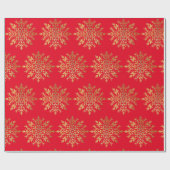 Papier Cadeau Red Golden Snowflakes - Christmas Cute (Plat)