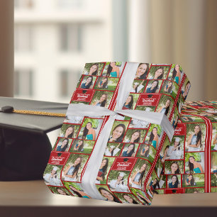 Papier Cadeau Red Graduate 9 Photo Collage Moderne Graduation