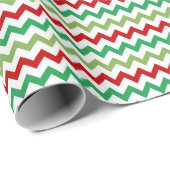 Papier Cadeau Red Green and White Zigzag (Coin rond)