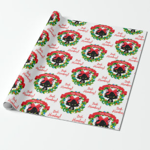 Papier Cadeau Red Green Baby Humbug Chats en colère Noël