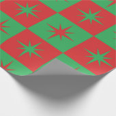 Papier Cadeau Red green checkered retro Christmas  starbursts  (Coin)