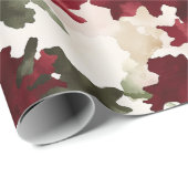 Papier Cadeau Red Green Cream Camo (Coin rond)