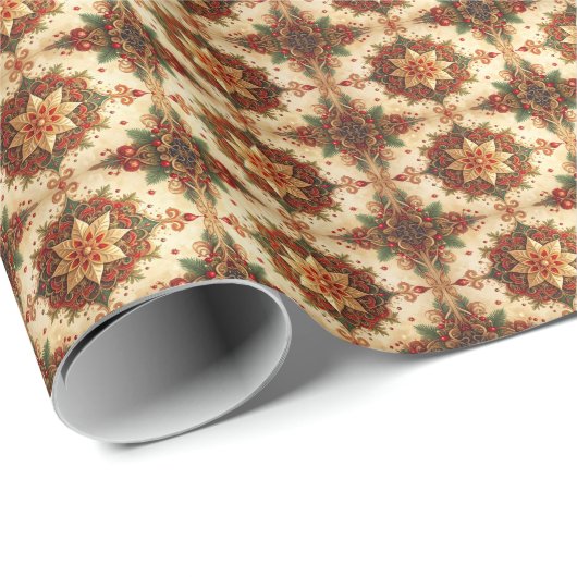 Papier Cadeau Red Green Decorative Holiday Wrapping Paper (Coin rond)