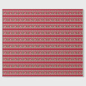Papier Cadeau Red Green et White Fair Isle Noël (Plat)