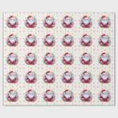 Papier Cadeau Red Green Music Notes et le Père Noël (Plat)