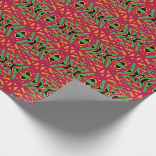 Papier Cadeau Red Green Orange Black Cross Déco Motif Cadeau amu (Coin)