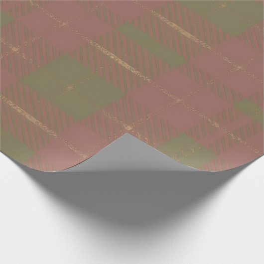 Papier Cadeau Red Green Plaid Pattern (Coin)