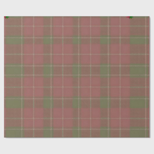 Papier Cadeau Red Green Plaid Pattern Wrapping Paper (Plat)