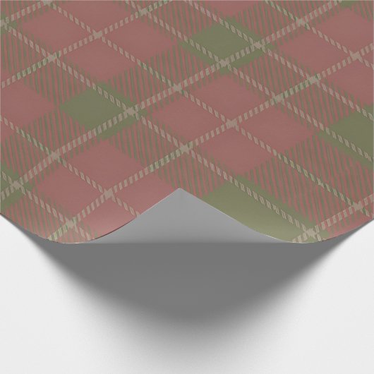 Papier Cadeau Red Green Plaid Pattern Wrapping Paper (Coin)
