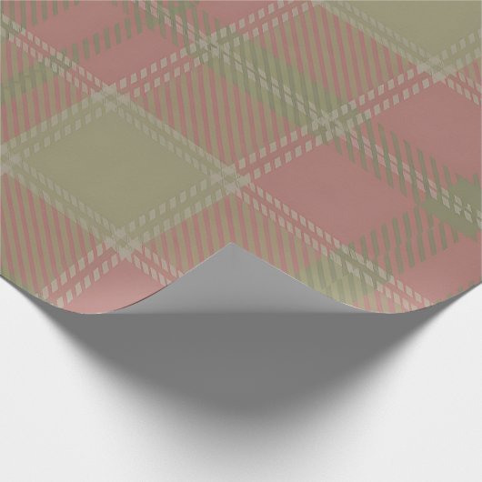 Papier Cadeau Red Green Plaid Pattern Wrapping Paper (Coin)