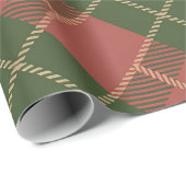 Papier Cadeau Red Green Plaid Pattern Wrapping Paper (Coin rond)