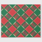 Papier Cadeau Red Green Plaid Pattern Wrapping Paper (Plat)