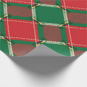 Papier Cadeau Red Green Plaid Pattern Wrapping Paper (Coin)