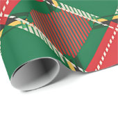 Papier Cadeau Red Green Plaid Pattern Wrapping Paper (Coin rond)