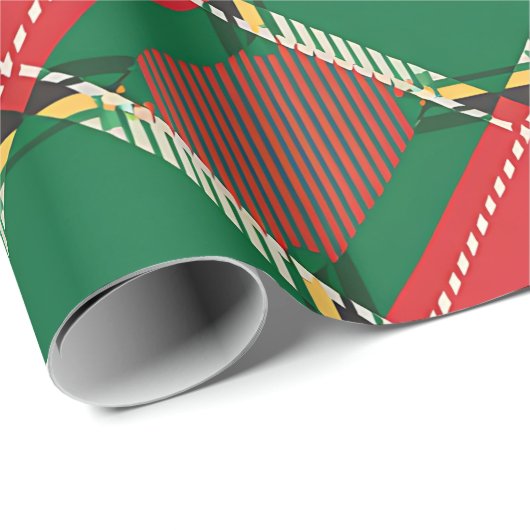 Papier Cadeau Red Green Plaid Pattern Wrapping Paper (Coin rond)