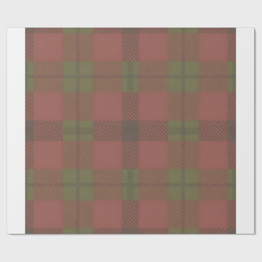 Papier Cadeau Red Green Plaid Pattern Wrapping Paper (Plat)