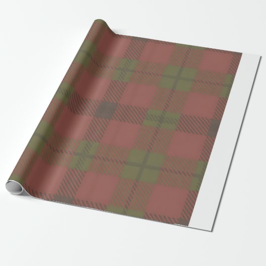 Papier Cadeau Red Green Plaid Pattern Wrapping Paper (Déroulé)
