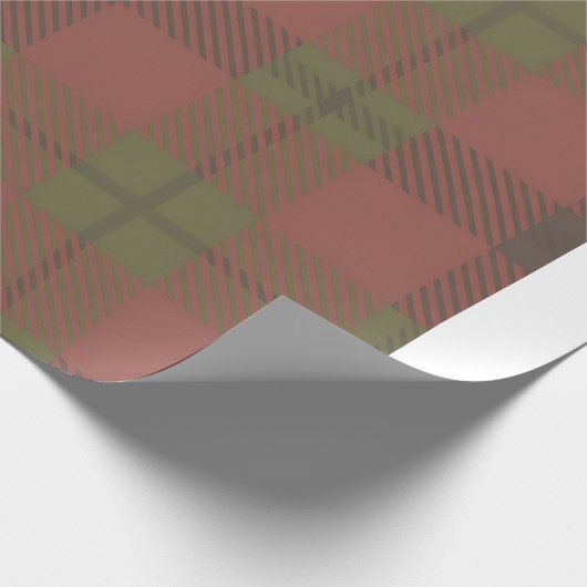 Papier Cadeau Red Green Plaid Pattern Wrapping Paper (Coin)