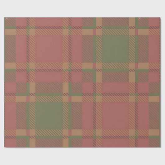 Papier Cadeau Red Green Plaid Pattern Wrapping Paper (Plat)