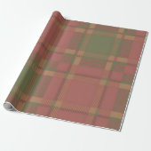 Papier Cadeau Red Green Plaid Pattern Wrapping Paper (Déroulé)