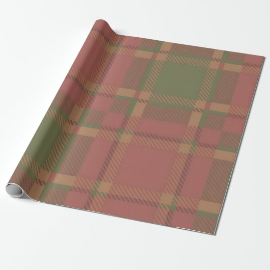 Papier Cadeau Red Green Plaid Pattern Wrapping Paper (Déroulé)
