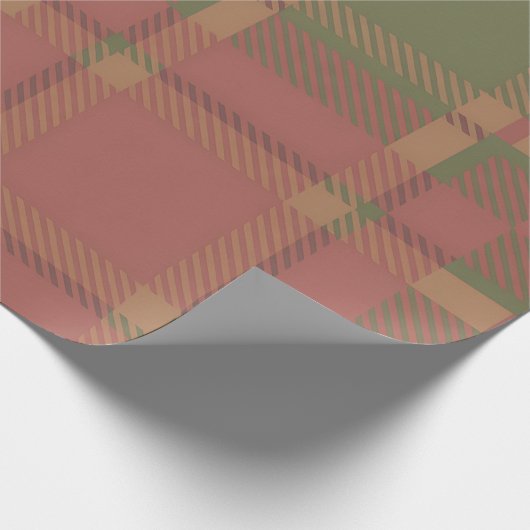 Papier Cadeau Red Green Plaid Pattern Wrapping Paper (Coin)