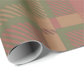Papier Cadeau Red Green Plaid Pattern Wrapping Paper (Coin rond)