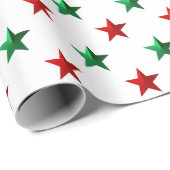 Papier Cadeau Red Green Stars (Coin rond)