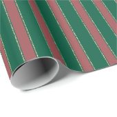 Papier Cadeau Red Green Stripes Christmas (Coin rond)