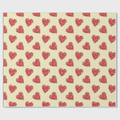 Papier Cadeau Red Grunge Hearts Valentine (Plat)