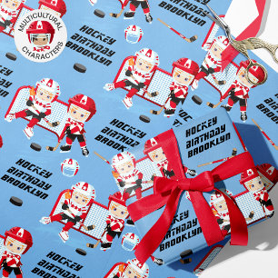 Papier Cadeau Red Hair Girl Hockey Anniversaire personnalisé