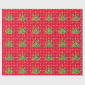 Papier Cadeau Red Happy Holidays, Festive Modern Wrapper Paper (Plat)