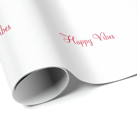 Papier Cadeau Red happy vibes vacances simple minimum calligraph (Coin rond)