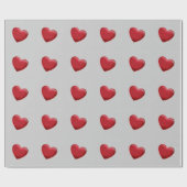 Papier Cadeau Red Heart Grey Mariage d'amour tendance (Plat)