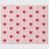 Papier Cadeau Red Heart Lollipop – Valentine Candy Illustration (Plat)
