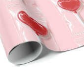 Papier Cadeau Red Heart Lollipop – Valentine Candy Illustration (Coin rond)