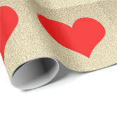 Papier Cadeau Red Heart Motif Mariage Parties scintillant Or mod (Coin rond)