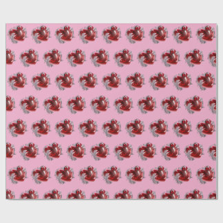 Papier Cadeau Red heart on pink background Wrapping Paper love