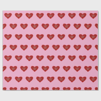 Papier Cadeau Red heart on pink background Wrapping Paper love