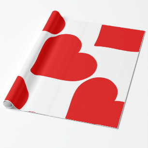 Papier Cadeau Red Heart Shape Love Classic Simple Minimalisme