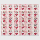 Papier Cadeau Red Hearts Australian Shepherd Amoureux des chiens (Plat)